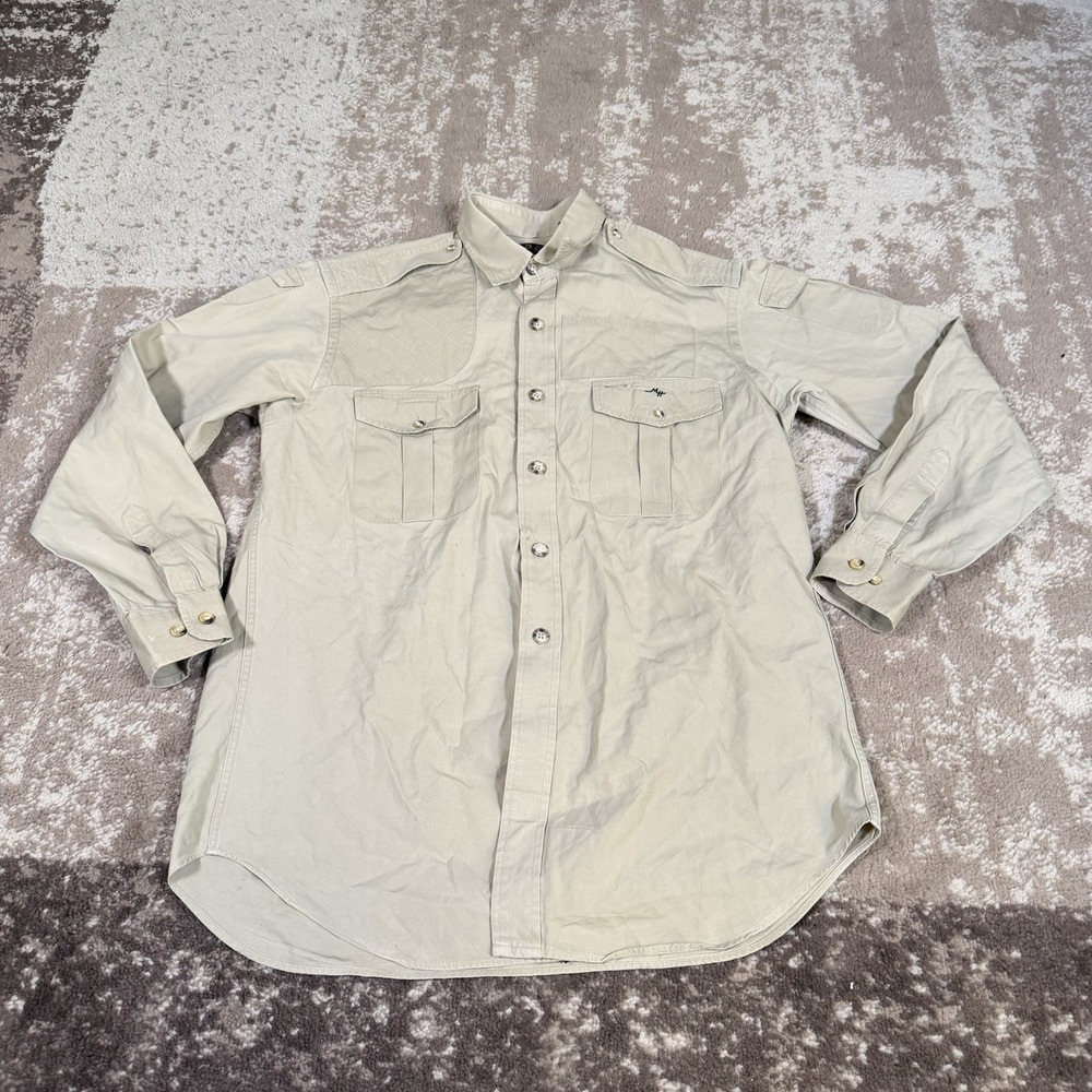 Vintage Willis & Geiger Safari Tactical Hunting Shooting Army Shirt Mens Medium